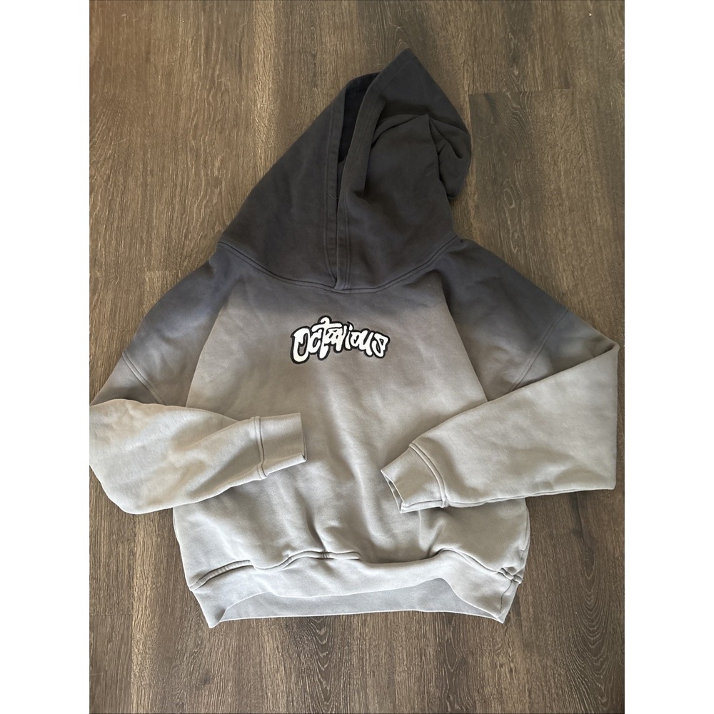 OMNEWYORK Octavious Marks Crop Hoodie Size Medium Gray Ombré Streetwear MINT